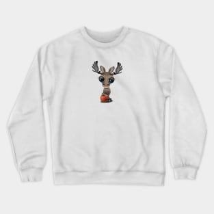 Cute Baby Moose Playing With Basketball Crewneck Sweatshirt